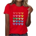 thumbnail image 1 of Diufon Hauts de la Saint-Valentin pour Femmes Décontracté Manches Courtes Col Rond Pull Chemise Imprimé Graphique Mignon Tendance, 1 of 5