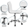 thumbnail image 4 of Flash Furniture Alan Low-Back Ribbed Upholstered Vinyl Padded Swivel Desk Chair, White, 4 of 14