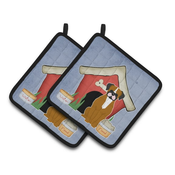 Carolines Treasures BB2870PTHD Dog House Collection Flashy Fawn Boxer Pair of Pot Holders , 7.5HX7.5W, multicolor