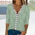 thumbnail image 2 of Dyegold Casual Long Sleeve Tops For Women Fashion Fall 2023 V Neck Lace Trim Sexy Blouses Floral Printed Shirts Loose Tshirt, 2 of 5