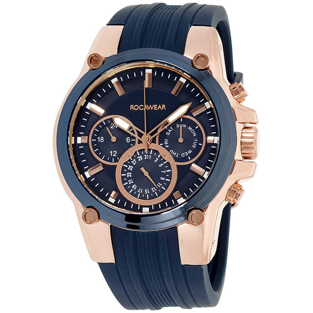 Rocawear - Mens Analog Watch Navy, Rose Gold and Navy Band - Walmart ...