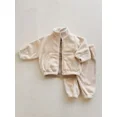 thumbnail image 4 of Children's Spring Fleece Hoodie Set Stand up Collar Warm Thick  Zipper Coat Cardigan Pants Girls 2PCS Boys Sports Clothes Suit, 4 of 6
