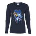 thumbnail image 2 of Wolf Painting Splatter Abstract Art Animal Lover Womens Graphic Long Sleeve T-Shirt, Navy, 2XL, 2 of 3
