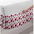 thumbnail image 2 of Floral Bed Skirt, Summer Toned Pattern of Poppy Flowers Butterflies Striped Background, Elastic Bedskirt Dust Ruffle Wrap Around for Bedding Decor, 4 Sizes, Dark Coral and Olive Green, by Ambesonne, 2 of 2