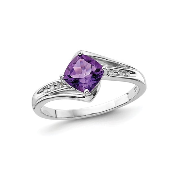 1.25 Carat (Ctw) Natural Cushion-Cut Amethyst Ring in Sterling Silver for Women