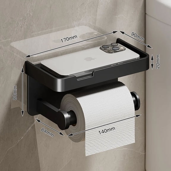 Black Gold Toilet Paper Holder Bathroom Wall Mount Multifunction WC Paper Phone Holder Shelf Towel Roll Shelf Accessories