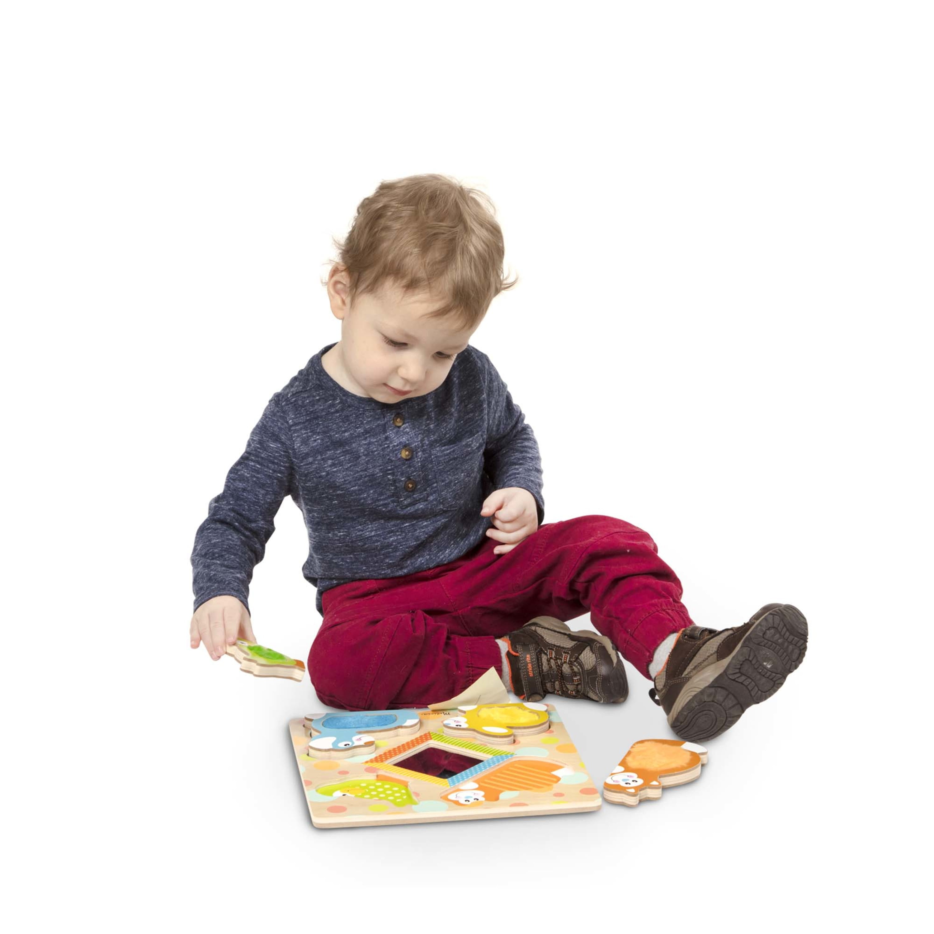 Melissa & Doug First Play Peek-a-Boo Pets Wooden Touch and Feel Puzzle With Mirror