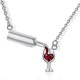 thumbnail image 1 of Women Fashion Wine Glass Crystal Rhinestone Heart Pendant Necklace Jewelry--White-Model code 29419 White, 1 of 5