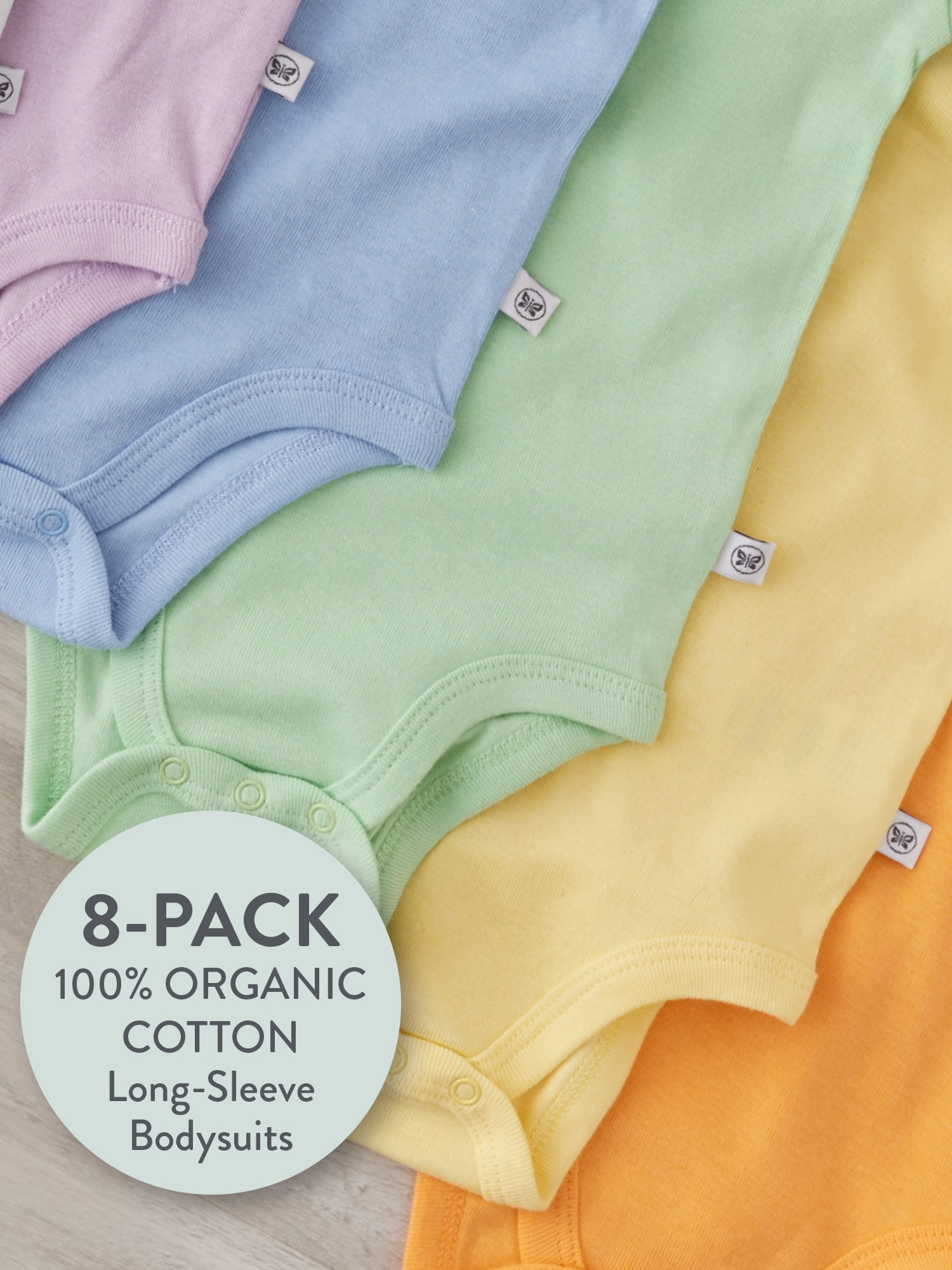 Honest Baby Clothing Baby Boy or Girl Gender Neutral Organic Cotton Long Sleeve Bodysuits, 8 Pack (Newborn-24 Months)