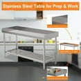 thumbnail image 6 of BENESKY 48 x 24 IN Stainless Steel Work Table, Commercial Prep Heavy-Duty Stainless Steel Kitchen Island with Backsplash and Undershelf, for Kitchen Restaurant Home and Hotel, 6 of 7