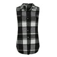 thumbnail image 3 of Girls Plaid Vest Flannel Sleeveless Shacket Shirt Jacket with Pockets Fall Button Front Casual Fashion Jackets Black, 10-11 Years, 3 of 7