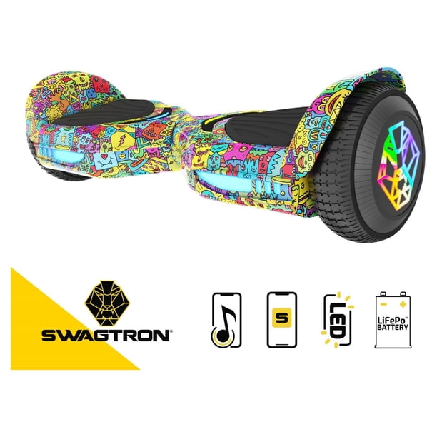 Swagtron SwagBOARD EVO Hoverboard | 7 MPH | Multicolor | Light-Up