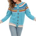 thumbnail image 2 of JUUNthy Cardigan Sweater for Womens, Round Neck Long Sleeve Button Front Vintage Warm Fashion Knit Outerwear Green S, 2 of 13