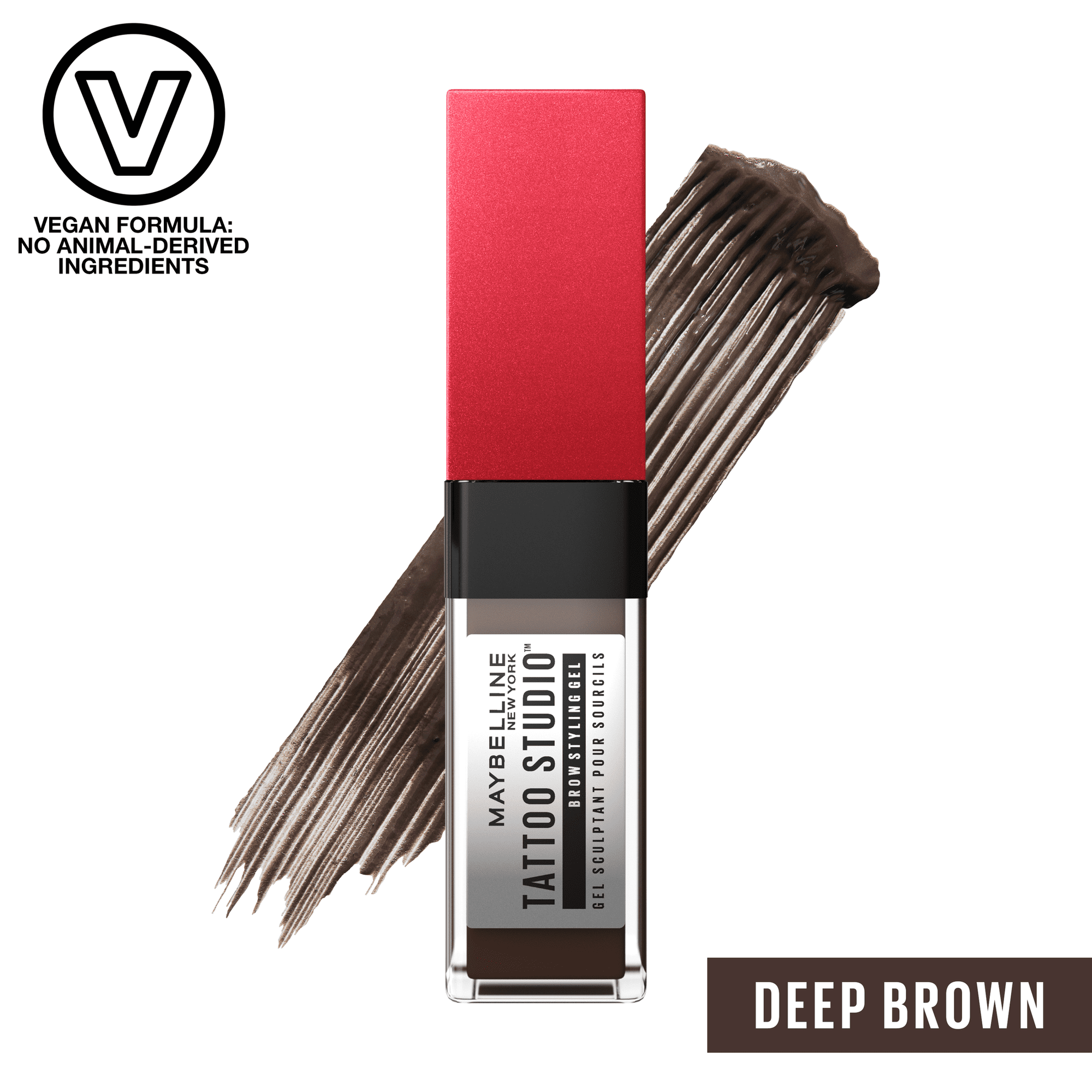Maybelline Tattoo Studio Brow Styling Gel, Up to 36HR Wear, Deep Brown, 0.2 fl oz