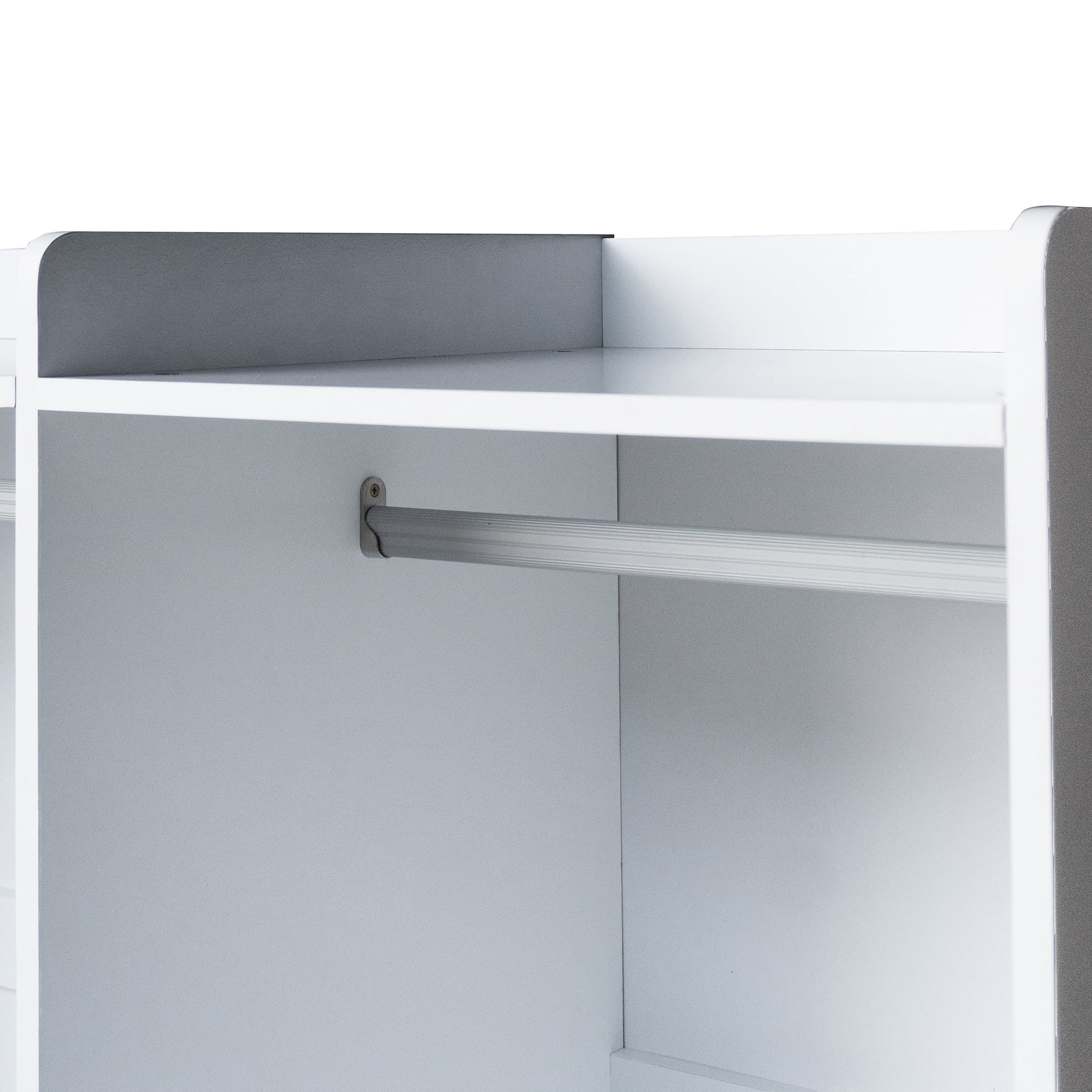 Aukfa Wood Armoire Wardrobe Closet with Hanging Rod & Drawer for Bedroom,White