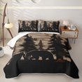 thumbnail image 2 of Erosebridal Vintage Camp Bear Twin Quilt Set,Pine Tree Silhouette Pattern Twin Coverlet Set For Boys,2 Pieces, 2 of 7