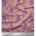 thumbnail image 1 of Soimoi Rouge Georgette Viscose Tissu Feuille & Paisley Impression Couture Tissu Yard 42 Pouces de Large, 1 of 3