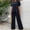 Navy, variant on Women's 2026 Two Piece Matching Loungewear Sets Asymmetrical Split Tank Tops Wide Leg Pants Summer Outs Tracksuit
