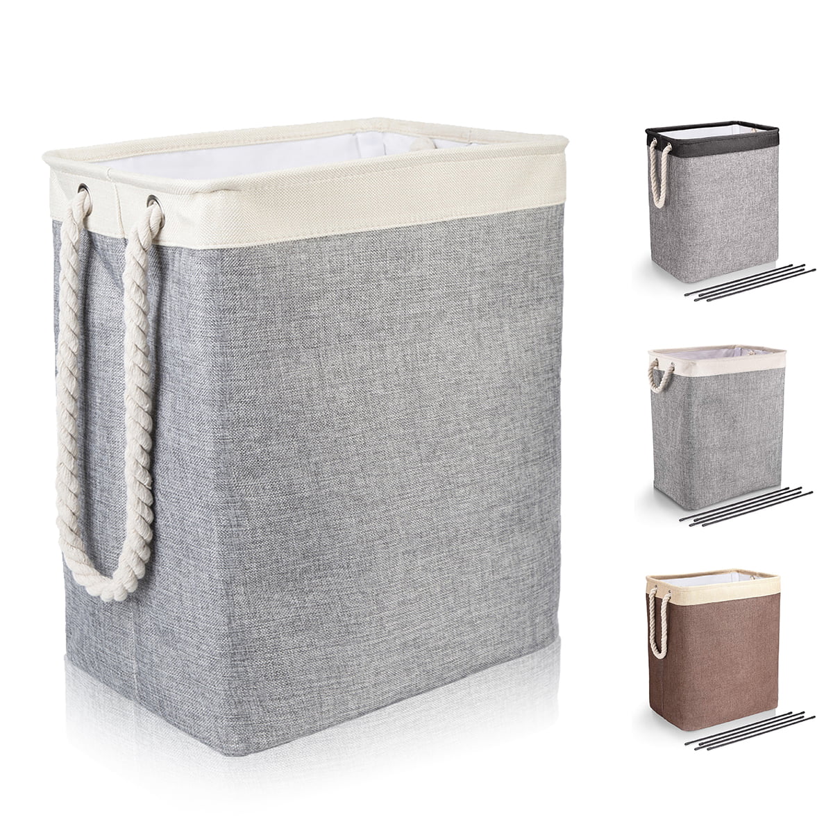 Lado Large Black Folding Collapsible Laundry Basket Bag Bin Storage Hamper with Aluminium Handles