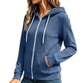 thumbnail image 6 of Guluxicc Womens Hooded Jacket with Pockets Full Zip Drawstring Long Sleeve Solid Jackets for Everyday Fall Winter, 6 of 7