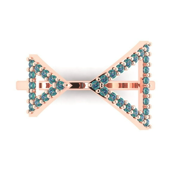 0.2475 ct Round Cut Blue Moissanite Statement 14K Rose Gold Womens Engagement Ring