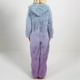 thumbnail image 3 of Women's Fuzzy One Piece Pajama Warm Winter Pajamas Ombre Fleece Jumpsuits with Hood Zip Up Plush Romper Loungewear, 3 of 6