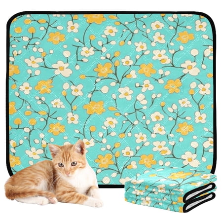 Washable Pet Pee Pads with Super Absorbent Reusable Training Pads for Dogs & Cats Small Flowers Pattern