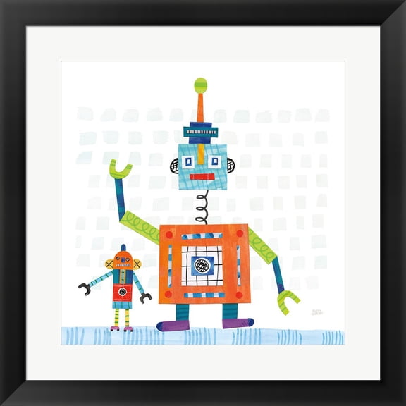 Robot Party III on Square Toys by Melissa Averinos, Framed Wall Art, 19.5W x 19.5H