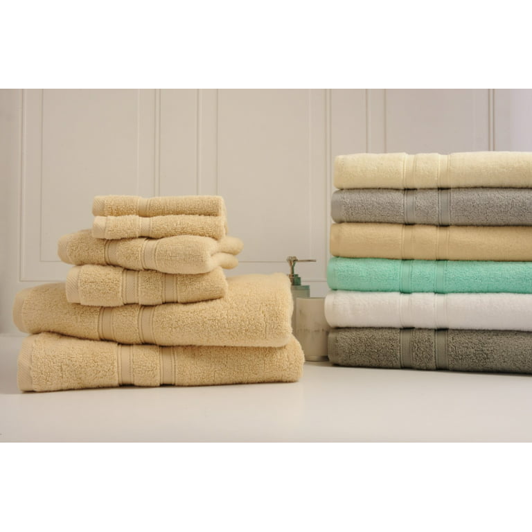 Bibb Home 6 Piece Egyptian Cotton Towel Set - 12 Colors - Solid White 