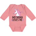 thumbnail image 3 of Inktastic My Nana Loves Me Unicorn Girls Long Sleeve Baby Bodysuit, 3 of 5