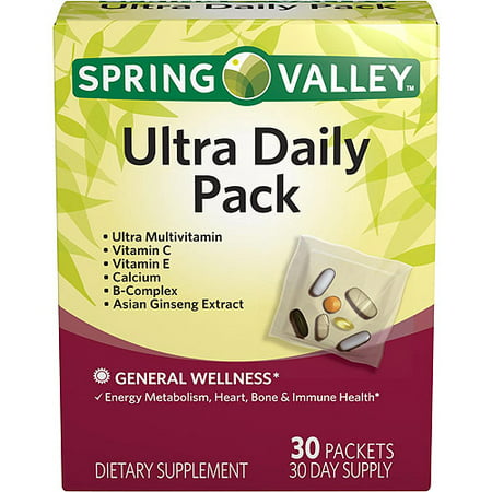 Spring Valley Ultra Daily Pack de vitamines et minéraux pour hommes et femmes supplément alimentaire Packets, 30 count
