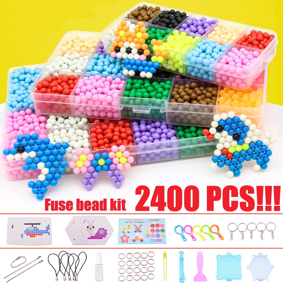3200-6000 x Kids Child Super Refill Aqua Water Fuse Beads 24 Colors Packing Gift 
