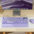 thumbnail image 6 of Wireless Keyboard and Mouse Combo - Retro Round Keycaps, Detachable Wrist Rest, Foldable Legs, 2.4GHz Full-Size Keyboard Purple, 6 of 7