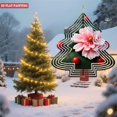 thumbnail image 4 of Stylish Metal Hanging Christmas Tree Wind Spinner - Festive Green Design with Pink Flower & Red Ornaments for Garden Decor, 4 of 7