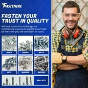 Fastenere Pop Rivets - 1/8 x 5/8 (100 pcs) Heavy Duty, Open-End, Low Carbon Steel, Dome-Head Blind Rivets, Corrosion-Resistant & High Shear Strength, 4-10 Gap 0.501-0.625
