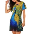 thumbnail image 2 of Vsdgher Motif Paons Chemise de Nuit à Manches Courtes Col Rond Mignonne Robe de Nuit Confortable, 2 of 6