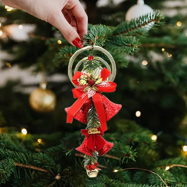 Adornos Navideños Árbol de Navidad Colgantes Lazos Rojos Colgantes
