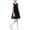 #0220-Navy, variant on Big Girls Back to School Set 3 to 15 Years Solid Short Sleeve Collared Top Sleeveless Dress with Bow 3 Piece Preppy Uniform for Classroom Wear