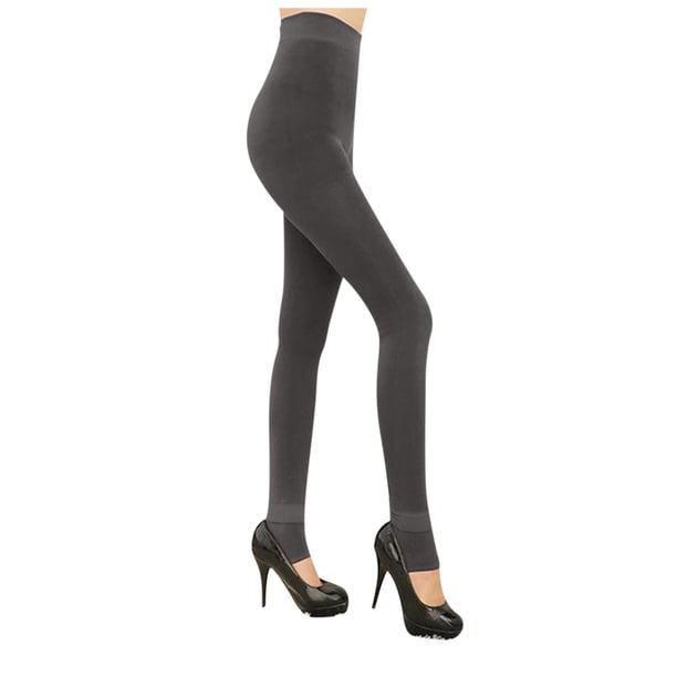 Gibobby Mallas Térmicas Afelpadas Translúcidas Medias cálidas de invierno para mujer, mallas térmicas con forro polar grueso sin costuras de de seda de Color sólido, pantalones (Gris, Unitalla)