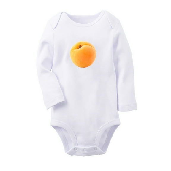 Fruit Apricot Image Print Cute Rompers, Newborn Baby Unisex Bodysuits, Infant Jumpsuits, Toddler 0-12 Months Kids Long Sleeves Oufits (White, 6-12 Months)