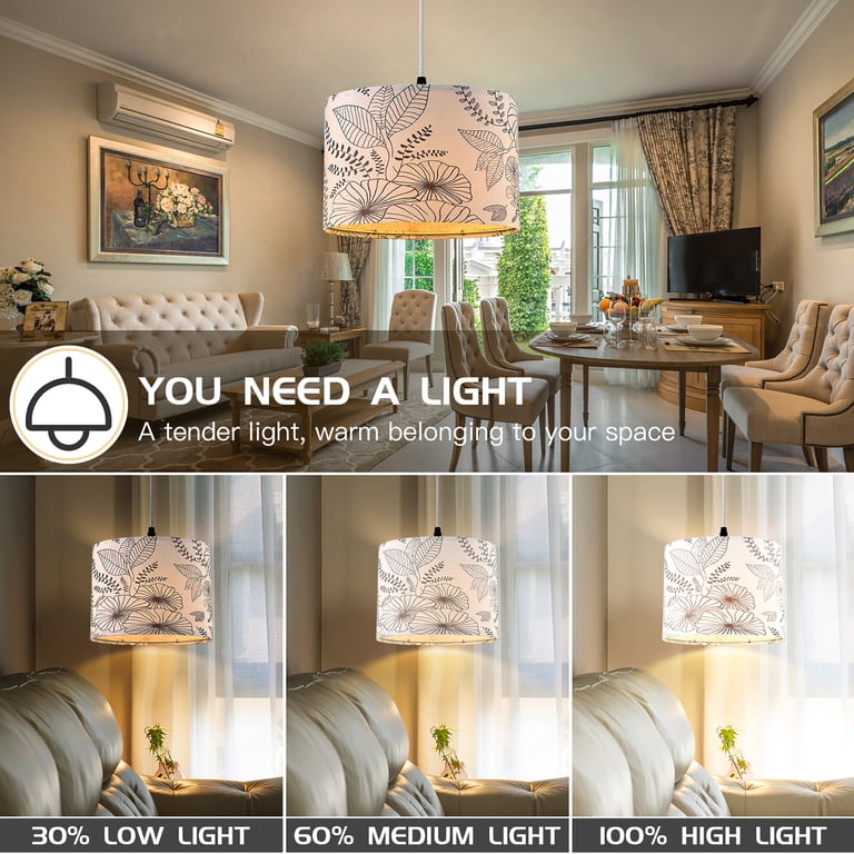 Cinkeda Plug-In Dimmable Pendant Light with Floral Shade photo 7
