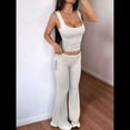 thumbnail image 4 of Conjuntos de 2 Piezas para Mujer, Conjuntos de Estar por Casa, Camisetas Sin Mangas, Pantalones Anchos y Chándales Flores Blancas y Grises M, 4 of 7