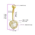 thumbnail image 3 of 14K Yellow Gold Halo Heart Belly Button Ring with 0.50 cttw VVSI Moissanite Gemstones, 14G Banana Barbell, 9/16" 14mm Barbell Navel Piercing Jewelry 14KBR023YG, 3 of 4