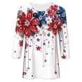 thumbnail image 3 of Womens Crewneck Patriotic Tshirts July 4th Festival 3/4 Sleeve Shirt Tops Casual Independence Day Pullover Tees White, 3XL, 3 of 7