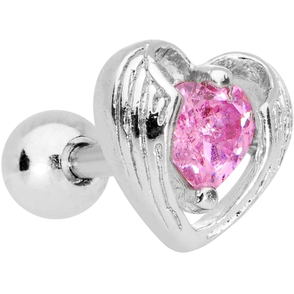 Body Candy 16G 316L Steel Helix Stud Tragus Cartilage Earring Womens Pink Heart Body Jewelry 6mm