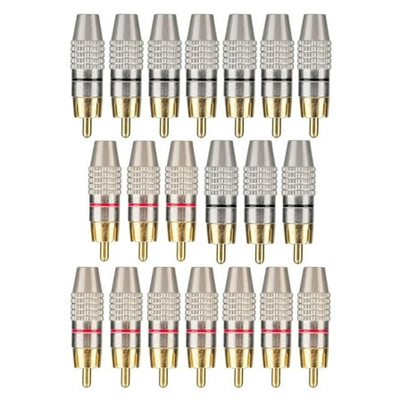 TAPDRA RCA Connectors Solderless 20 Pack Metal Gold Plated Easy Cable Connections 6.2mm with Color Coded