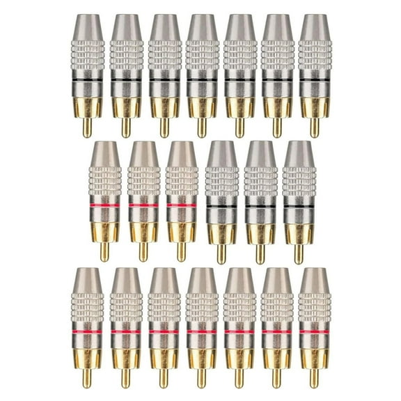 TAPDRA RCA Connectors Solderless 20 Pack Metal Gold Plated Easy Cable Connections 6.2mm with Color Coded