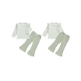 thumbnail image 3 of Aojekbee Toddler Girls Lacy Set Striped Long Sleeve Ruffled Tops Elastic Waist Drawstring Long Flare Pants Outfits, 3 of 10