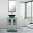 thumbnail image 2 of Eclife 24" Gray Bathroom Vanity Set with Wood Top,Green Glass Sink, Water Saving Faucet, Pop up Drain Combo, 2 of 16
