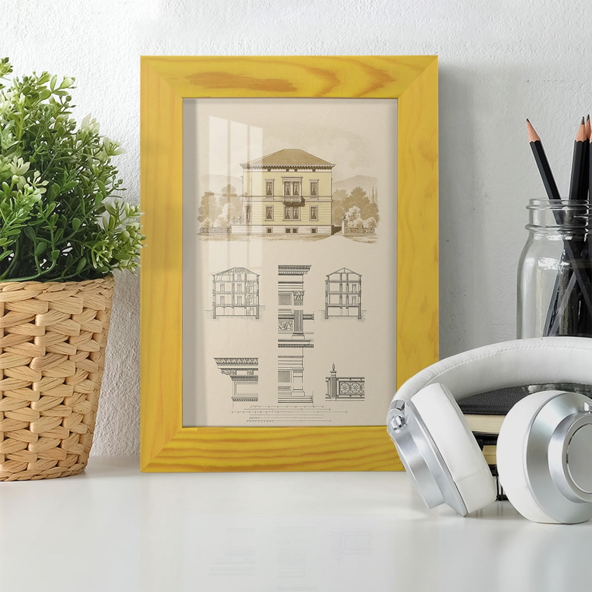 Estate and Plan II -Framed Print w/glass-Sunflower Yellow